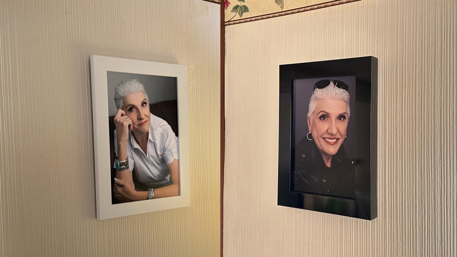 two portraits hanging on Sharon's walls